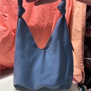 Elizabeth and James Blue Knot-Handle Leather Hobo